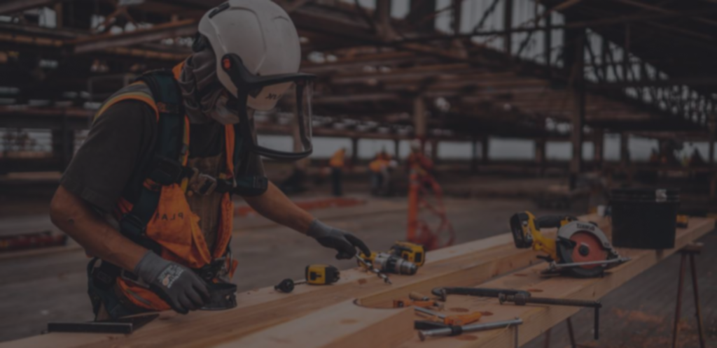 an employee working on a construction site