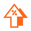 A arrow towards up direction in orange color